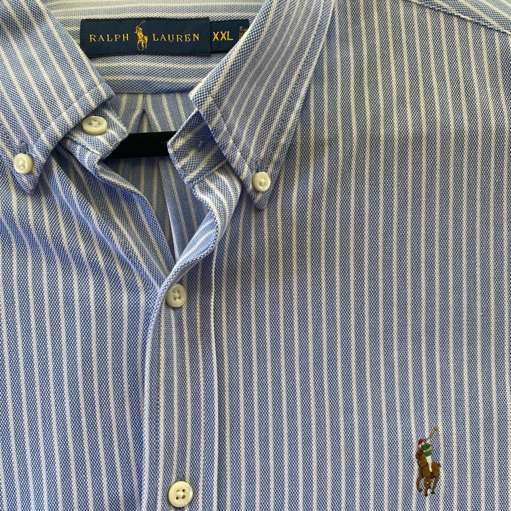 RALPH LAUREN XXL light blue pinstripe long sleeve button up
